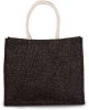 KI0219 juta strandtáska vagy bevásárlótáska, pamut fülekkel Kimood, Black/Silver-U