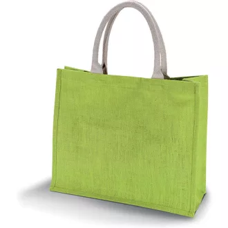   KI0219 juta strandtáska vagy bevásárlótáska, pamut fülekkel Kimood, Lime Green-U