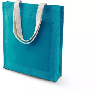   KI0221 juta bevásárlótáska, pamut első zsebbel Kimood, Turquoise-U