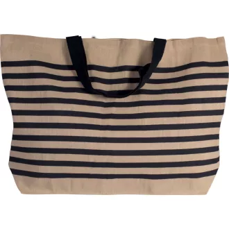   KI0228 nagy többfunkciós jutavászon táska kontrasztos színű fülekkel Kimood, Natural/Navy-U