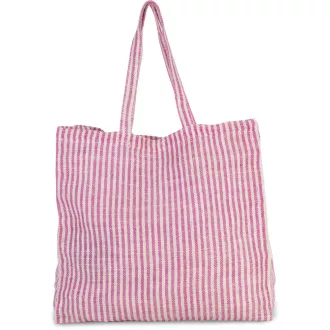   KI0236 csíkos bevásárlótáska juta és pamut anyagokból Kimood, Magenta/Natural-U