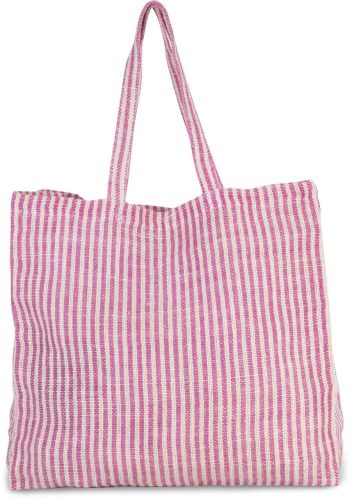 KI0236 csíkos bevásárlótáska juta és pamut anyagokból Kimood, Magenta/Natural-U