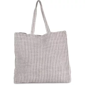   KI0236 csíkos bevásárlótáska juta és pamut anyagokból Kimood, Steel Grey/Natural-U