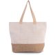 KI0258 nagy hosszú fülü pamut bevásárlótáska eltérő színű juta alappal Kimood, Rustic Natural/Natural-U