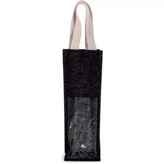   KI0267 kisméretű jutavászon bevásárlótáska Kimood, Black/Silver-U