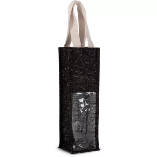 KI0267 kisméretű jutavászon bevásárlótáska Kimood, Black/Silver-U