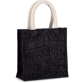   KI0272 kisméretű jutavászon bevásárlótáska Kimood, Black/Silver-U