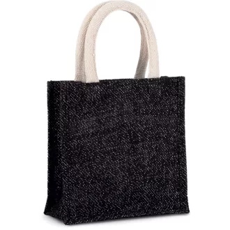   KI0272 kisméretű jutavászon bevásárlótáska Kimood, Black/Silver-U