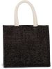 KI0273 közepes méretű juta táska pamut füllel Kimood, Black/Silver-U