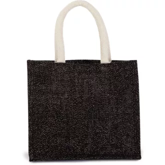   KI0273 közepes méretű juta táska pamut füllel Kimood, Black/Silver-U