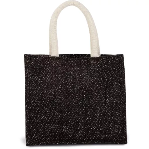 KI0273 közepes méretű juta táska pamut füllel Kimood, Black/Silver-U