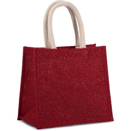 KI0273 közepes méretű juta táska pamut füllel Kimood, Cherry Red/Gold-U