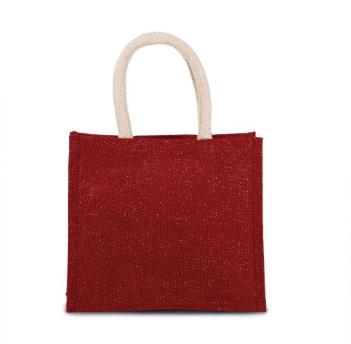 KI0273 közepes méretű juta táska pamut füllel Kimood, Cherry Red/Gold-U