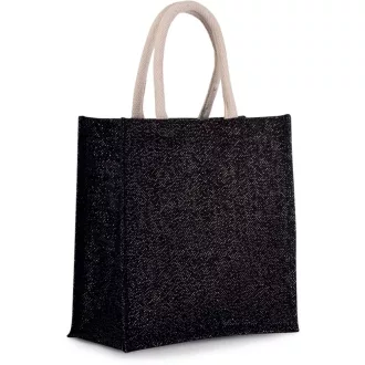 KI0274 juta táska pamut fülekkel Kimood, Black/Silver-U