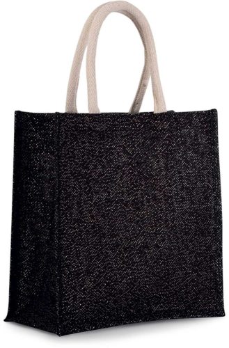 KI0274 juta táska pamut fülekkel Kimood, Black/Silver-U
