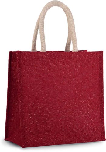 KI0274 juta táska pamut fülekkel Kimood, Cherry Red/Gold-U