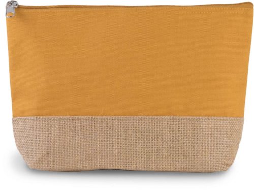 KI0276 nagy cipzáras piperetasak pamut és juta anyagból Kimood, Cumin Yellow/Natural-U