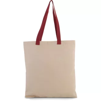   KI0277 pamut bevásárlótáska eltérő színű hosszú fülekkel Kimood, Natural/Cherry Red-U