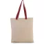 KI0277 pamut bevásárlótáska eltérő színű hosszú fülekkel Kimood, Natural/Cherry Red-U