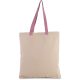 KI0277 pamut bevásárlótáska eltérő színű hosszú fülekkel Kimood, Natural/Dark Pink-U