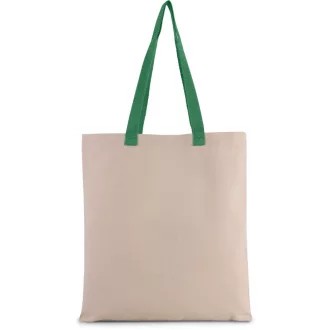   KI0277 pamut bevásárlótáska eltérő színű hosszú fülekkel Kimood, Natural/Kelly Green-U