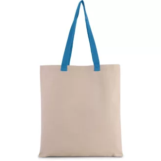   KI0277 pamut bevásárlótáska eltérő színű hosszú fülekkel Kimood, Natural/Surf Blue-U