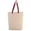 KI0278 klasszikus pamut bevásárlótáska szélesített aljjal Kimood, Natural/Cherry Red-U