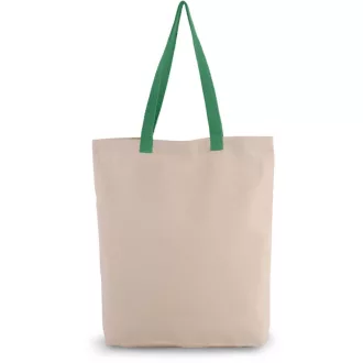   KI0278 klasszikus pamut bevásárlótáska szélesített aljjal Kimood, Natural/Kelly Green-U