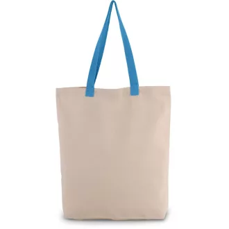   KI0278 klasszikus pamut bevásárlótáska szélesített aljjal Kimood, Natural/Surf Blue-U