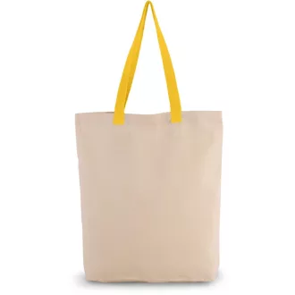   KI0278 klasszikus pamut bevásárlótáska szélesített aljjal Kimood, Natural/Yellow-U