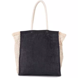   KI0281 hálós betétes juta bevásárlótáska Kimood, Navy/Natural-U
