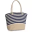 KI0283 tengerész csíkos juta és pamut bevásárlótáska Kimood, Natural/Navy-U