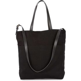   KI0287 zsebes bevásárlótáska bőr füllel és vállpánttal Kimood, Black-U