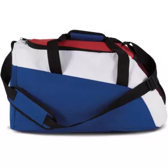   KI0607 poliészter sporttáska zsebekkel és vállpánttal Kimood, Reflex Blue/White/French Red-U