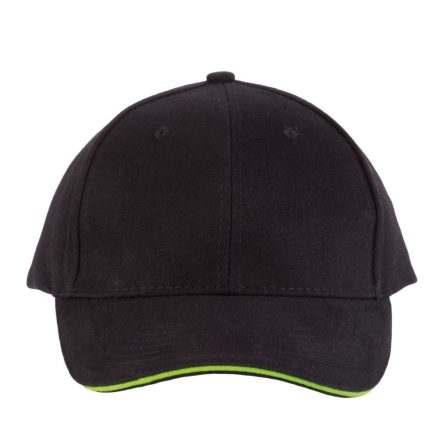KP011 hat paneles Baseball sapka K-UP, Black/Lime-U