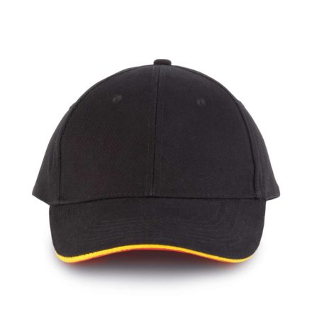 KP011 hat paneles Baseball sapka K-UP, Black/Yellow/Red-U