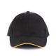 KP011 hat paneles Baseball sapka K-UP, Black/Yellow-U