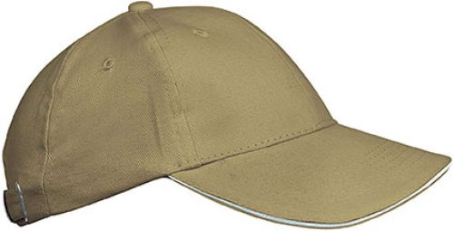 KP042 gyerek baseball sapka hat paneles fém csatos K-UP, Beige/White-U