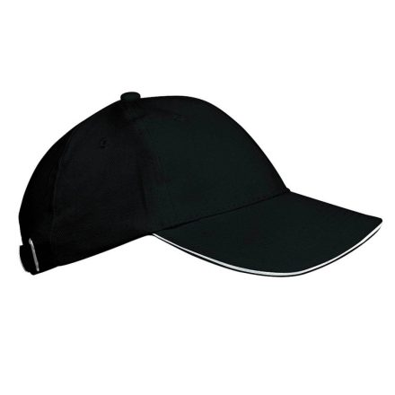 KP042 gyerek baseball sapka hat paneles fém csatos K-UP, Black/White-U