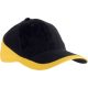 KP045 kétszínű baseball sapka, 6 paneles K-UP, Black/Yellow-U