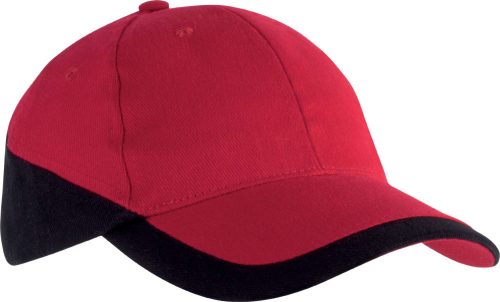 KP045 kétszínű baseball sapka, 6 paneles K-UP, Red/Black-U