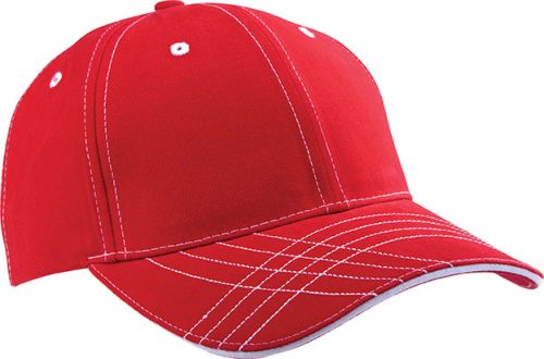 KP109 pamut 6 paneles baseball sapka  K-UP, Red/White-U