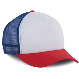   KP111 hálós baseball sapka 5 paneles K-UP, White/French Red/Reflex Blue-U