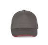 KP124 SANDWICH baseball sapka 5 paneles, pamut twill anyagból K-UP, Slate Grey/Red-U