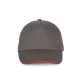 KP124 SANDWICH baseball sapka 5 paneles, pamut twill anyagból K-UP, Slate Grey/Red-U
