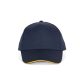KP130 tépőzáras öt paneles pamut baseball sapka K-UP, Navy/Yellow-U
