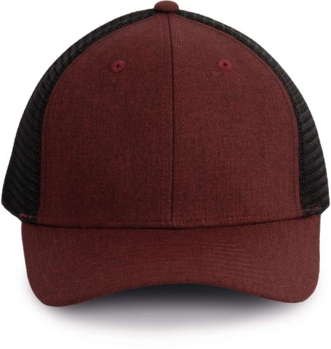 KP142 ívelt ellenzős 6 paneles hálós baseball sapka K-UP, Tawny Port Heather/Black-U