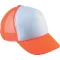 KP143 gyerek, hálós baseball sapka 5 paneles K-UP, White/Fluorescent Orange-U