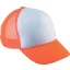 KP143 gyerek, hálós baseball sapka 5 paneles K-UP, White/Fluorescent Orange-U