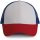 KP158 hálós baseball sapka hat paneles, poliészter K-UP, White/Red/Royal Blue-U